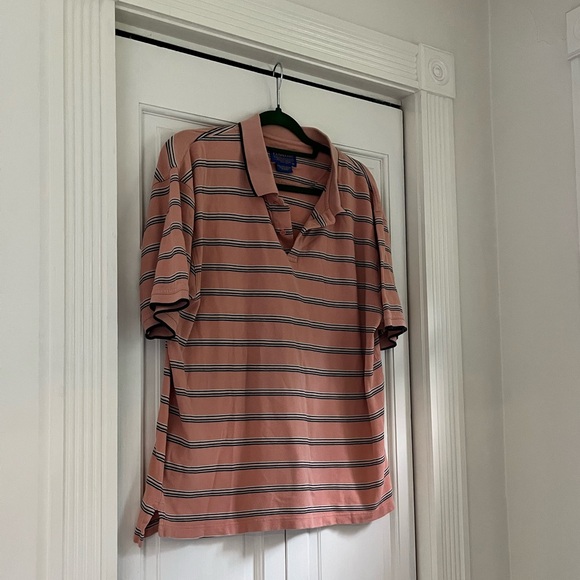 Pendleton Men's Polo Shirt Short Sleeve Large Pima Cotton Stripe Two Button Golf - Picture 1 of 13